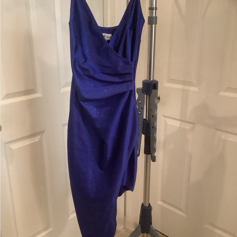 Emerald Sundae Royal Blue Asymmetrical Dress
